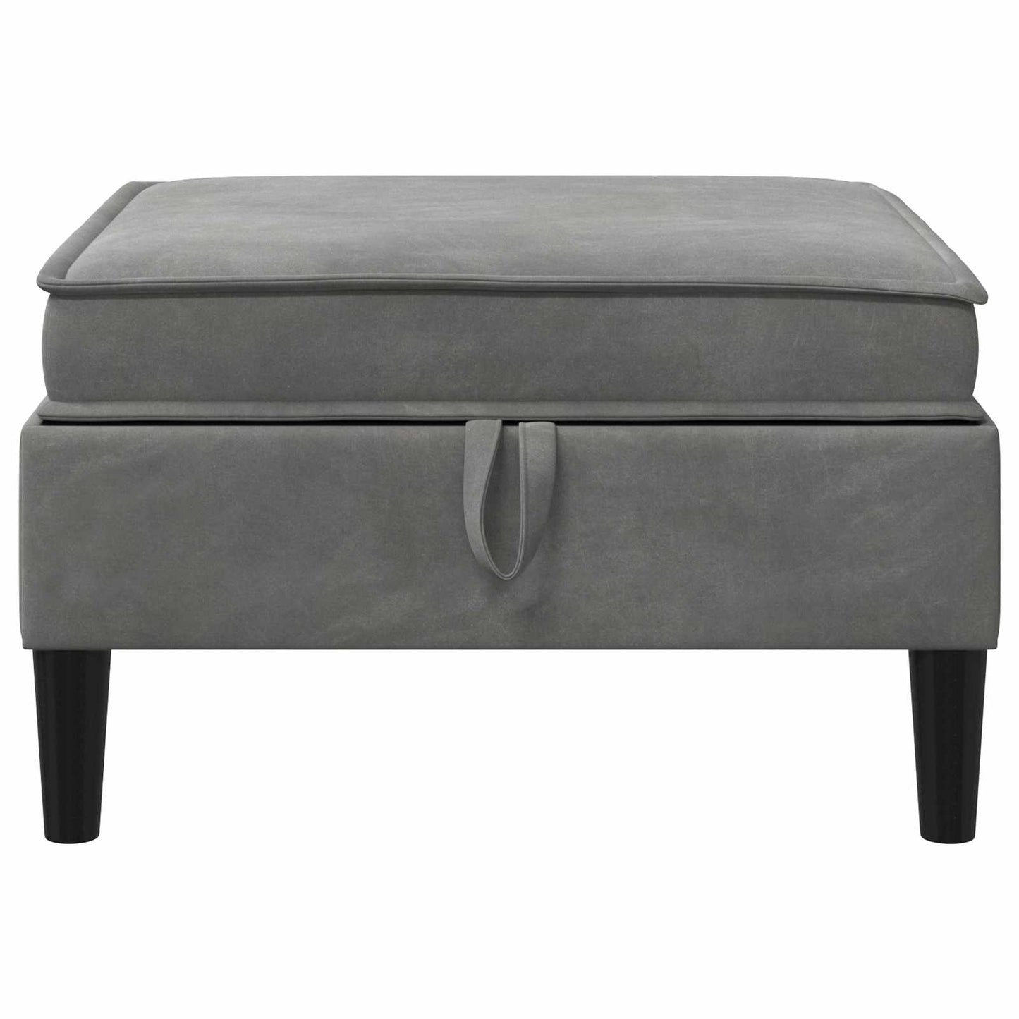 Pouf con Storage Grigio Scuro Velluto