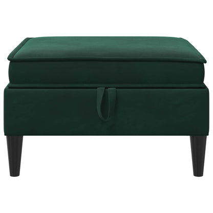 Pouf con Storage Verde Scuro Velluto