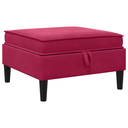 Pouf con Storage Rosso Vino Velluto