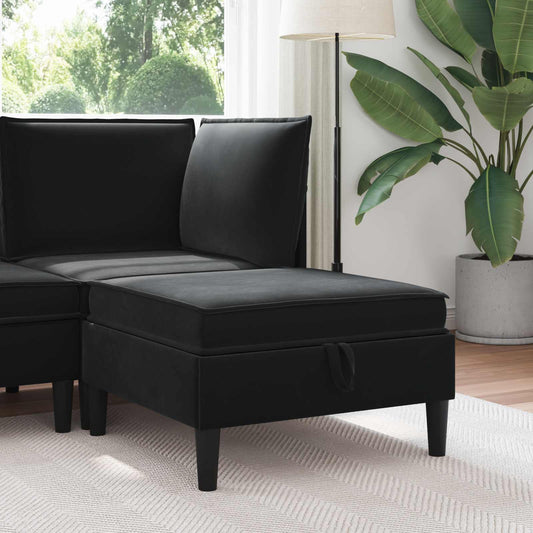 Pouf con Storage Nero Velluto | homemem39