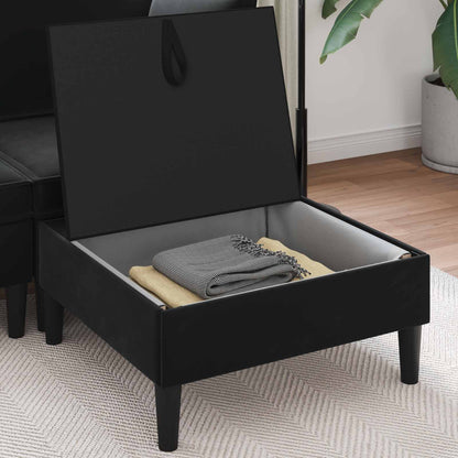 Pouf con Storage Nero Velluto | homemem39