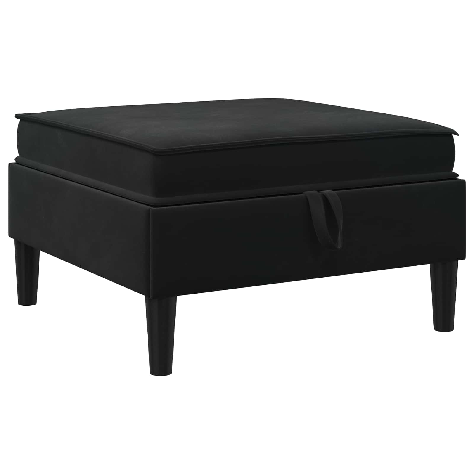 Pouf con Storage Nero Velluto | homemem39