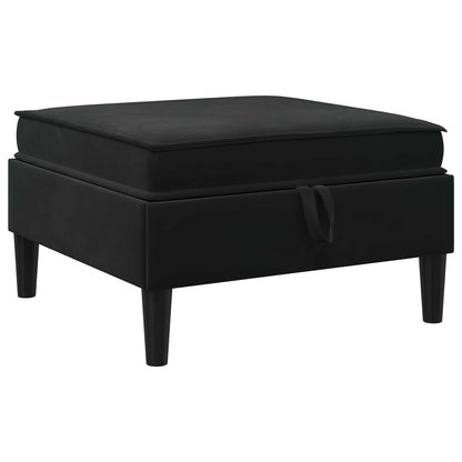 Pouf con Storage Nero Velluto | homemem39