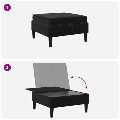 Pouf con Storage Nero Velluto | homemem39