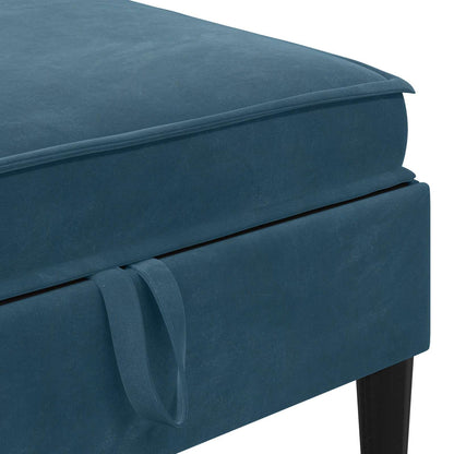 Pouf con Storage Blu Velluto | homemem39