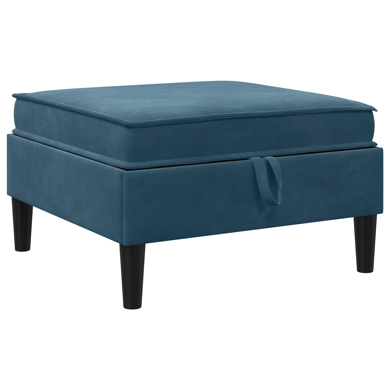 Pouf con Storage Blu Velluto | homemem39