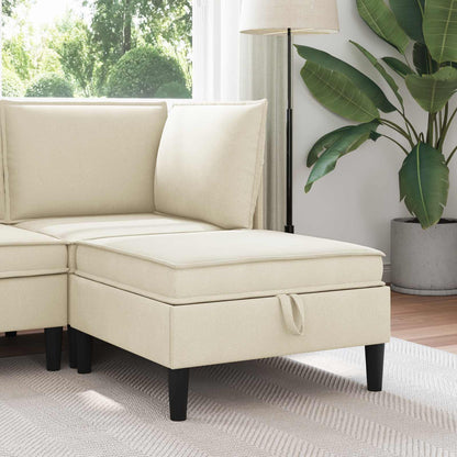 Pouf con Storage Crema Velluto | homemem39