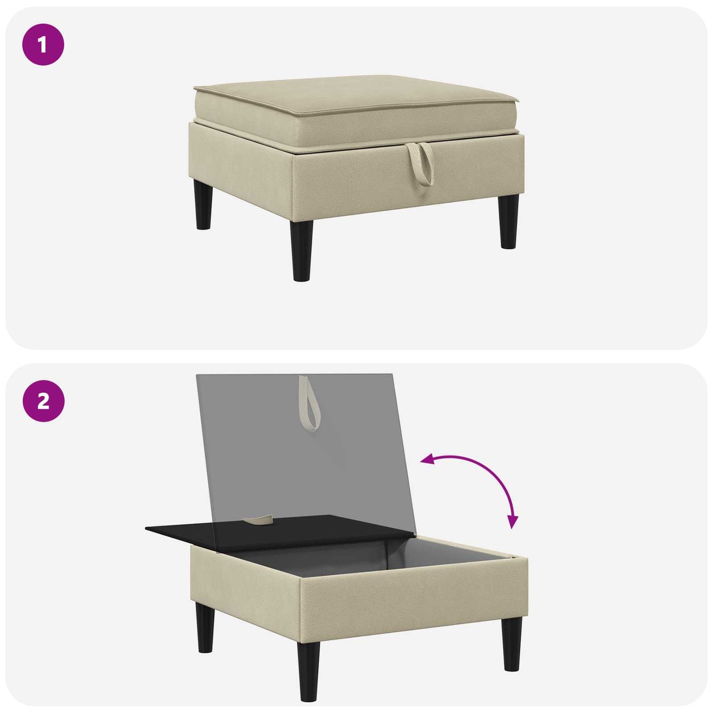 Pouf con Storage Sabbia Velluto | homemem39
