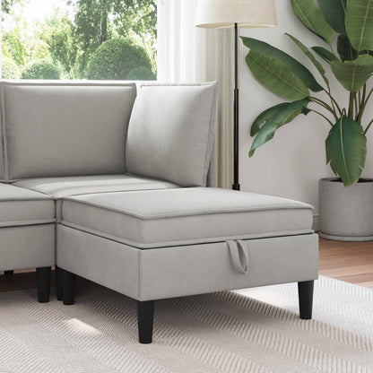 Pouf con Storage Grigio chiaro Velluto