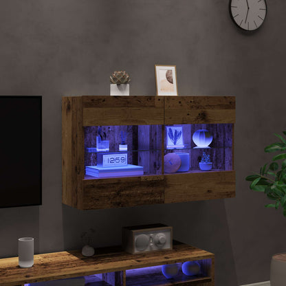 Mobile TV da parete con LED Legno vecchio 98,5 x 30 x 60,5 cm | homemem39