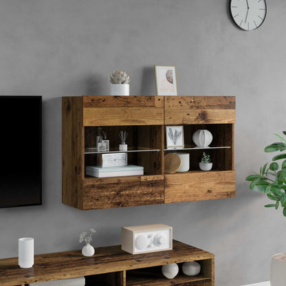 Mobile TV da parete con LED Legno vecchio 98,5 x 30 x 60,5 cm | homemem39