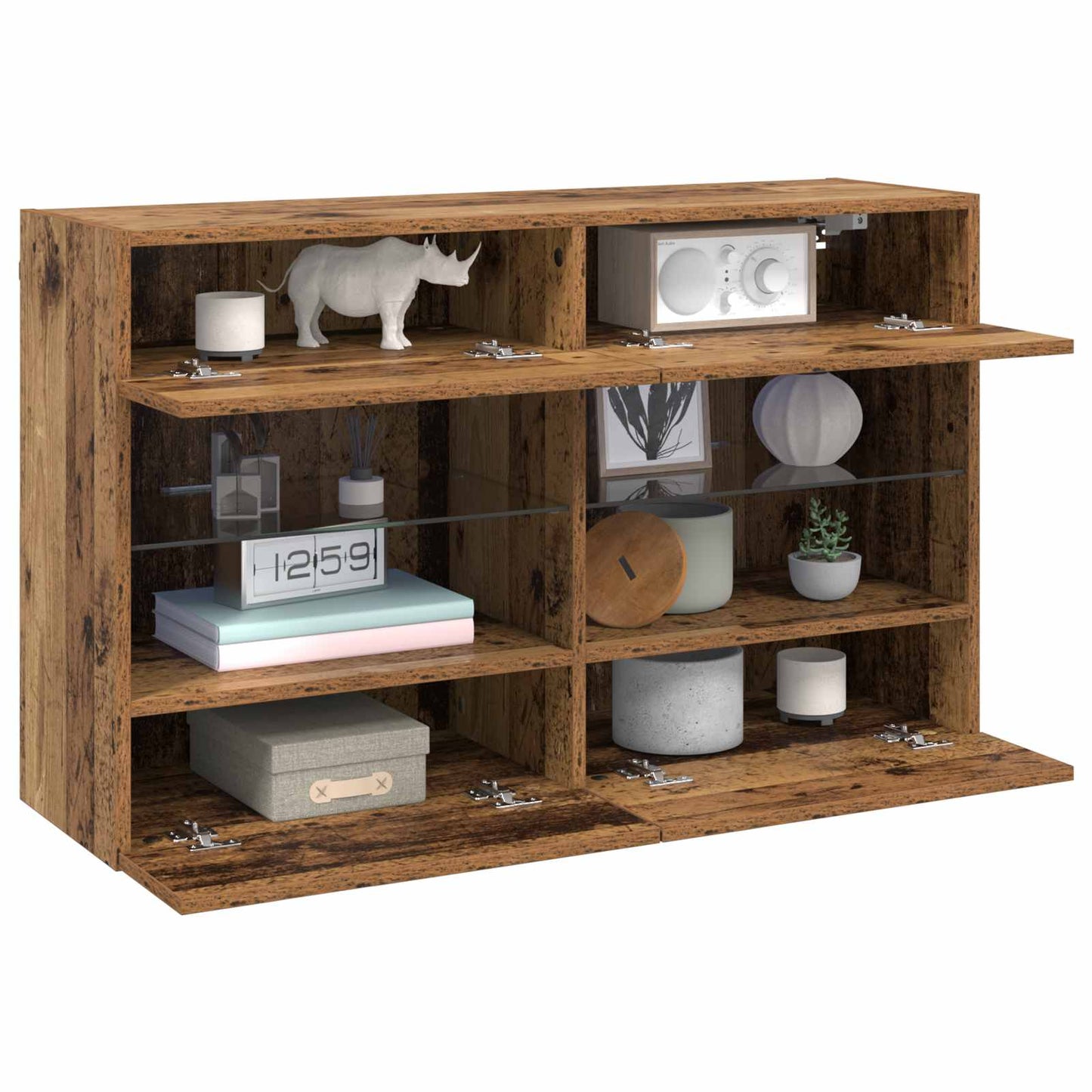 Mobile TV da parete con LED Legno vecchio 98,5 x 30 x 60,5 cm | homemem39