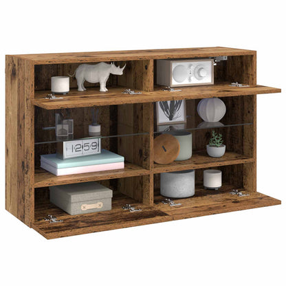 Mobile TV da parete con LED Legno vecchio 98,5 x 30 x 60,5 cm | homemem39