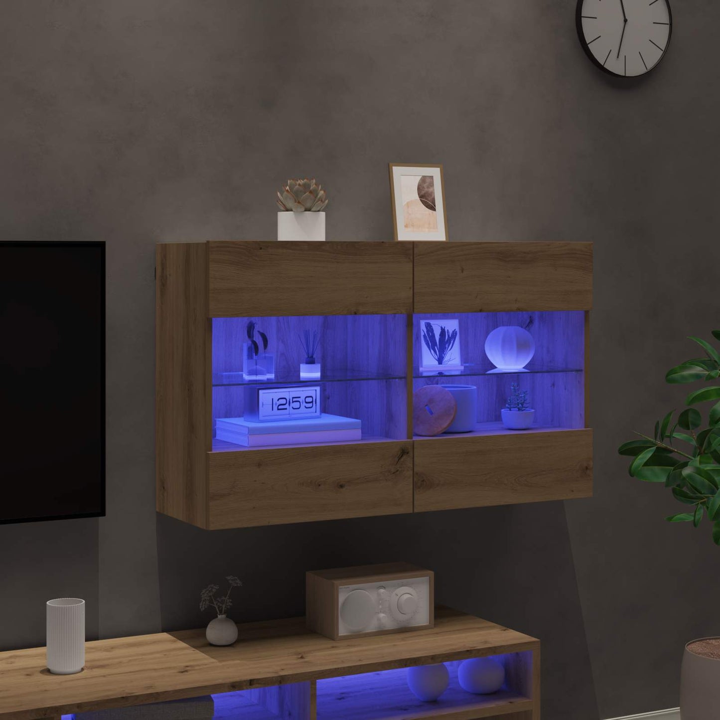 Mobile TV da parete Rovere artigianale 98,5 x 30 x 60,5 cm | homemem39