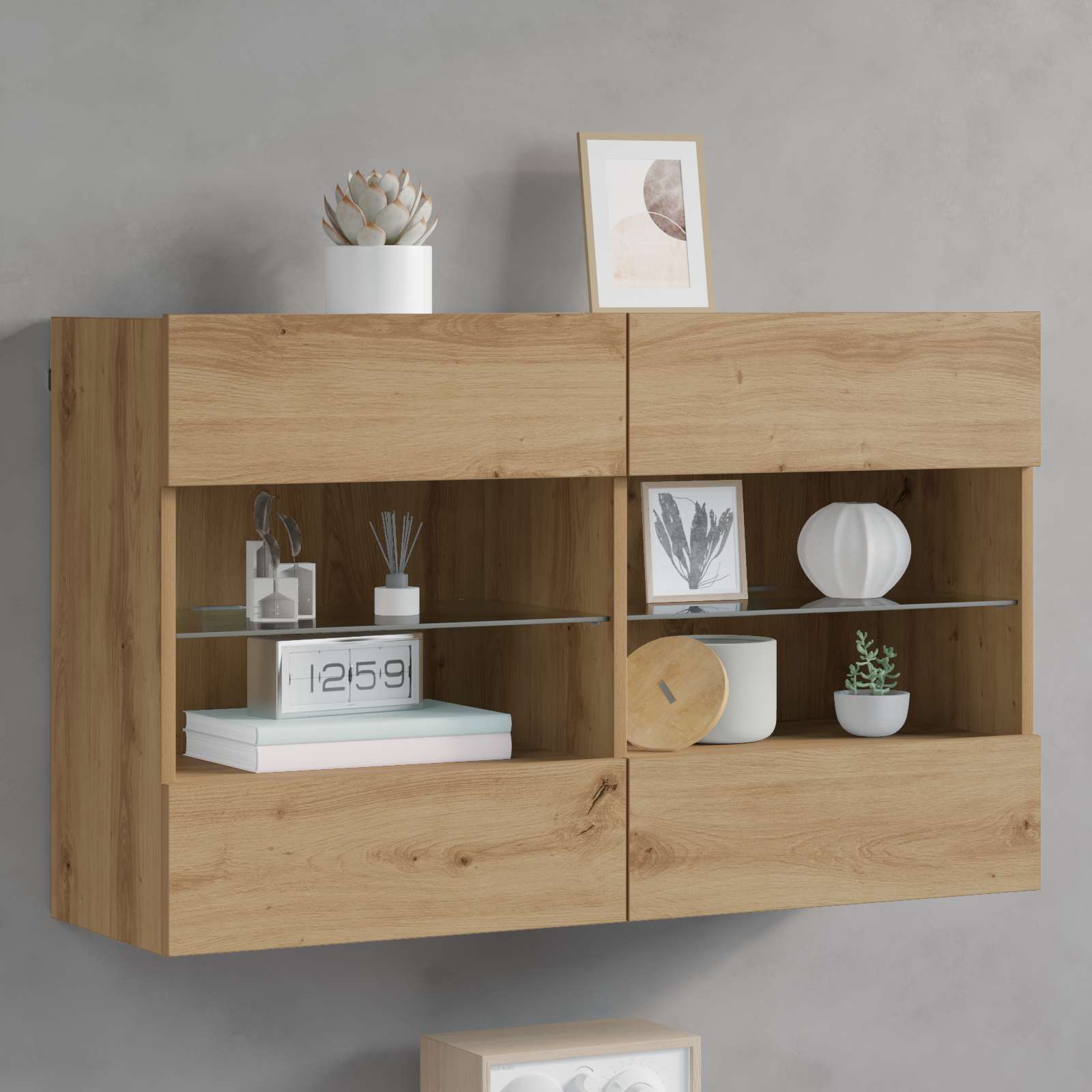 Mobile TV da parete Rovere artigianale 98,5 x 30 x 60,5 cm | homemem39