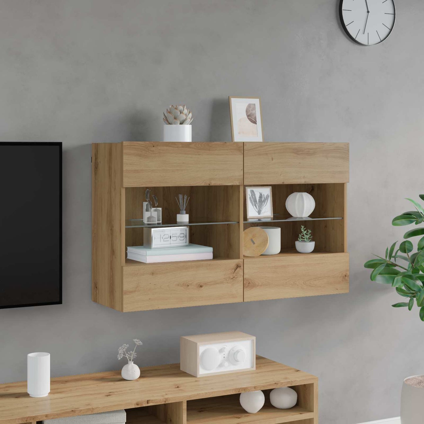 Mobile TV da parete Rovere artigianale 98,5 x 30 x 60,5 cm | homemem39