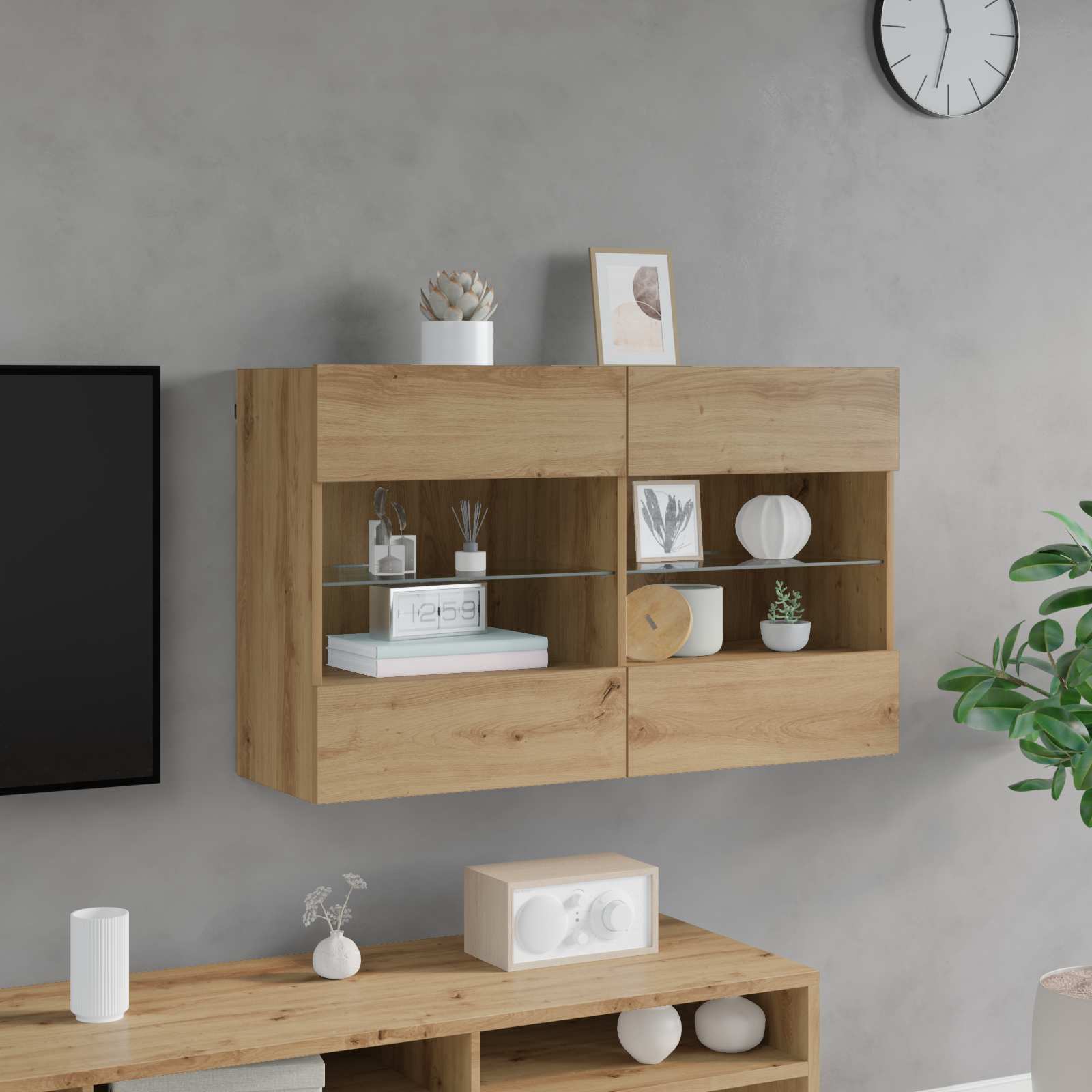 Mobile TV da parete Rovere artigianale 98,5 x 30 x 60,5 cm | homemem39