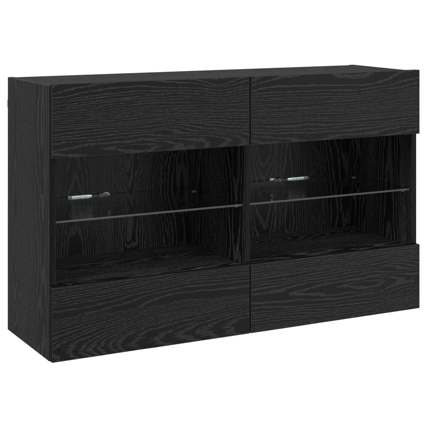 Mobile TV da parete con LED Rovere Nero 98,5 x 30 x 60,5 cm | homemem39