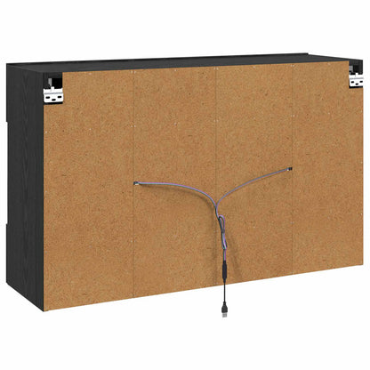 Mobile TV da parete con LED Rovere Nero 98,5 x 30 x 60,5 cm | homemem39