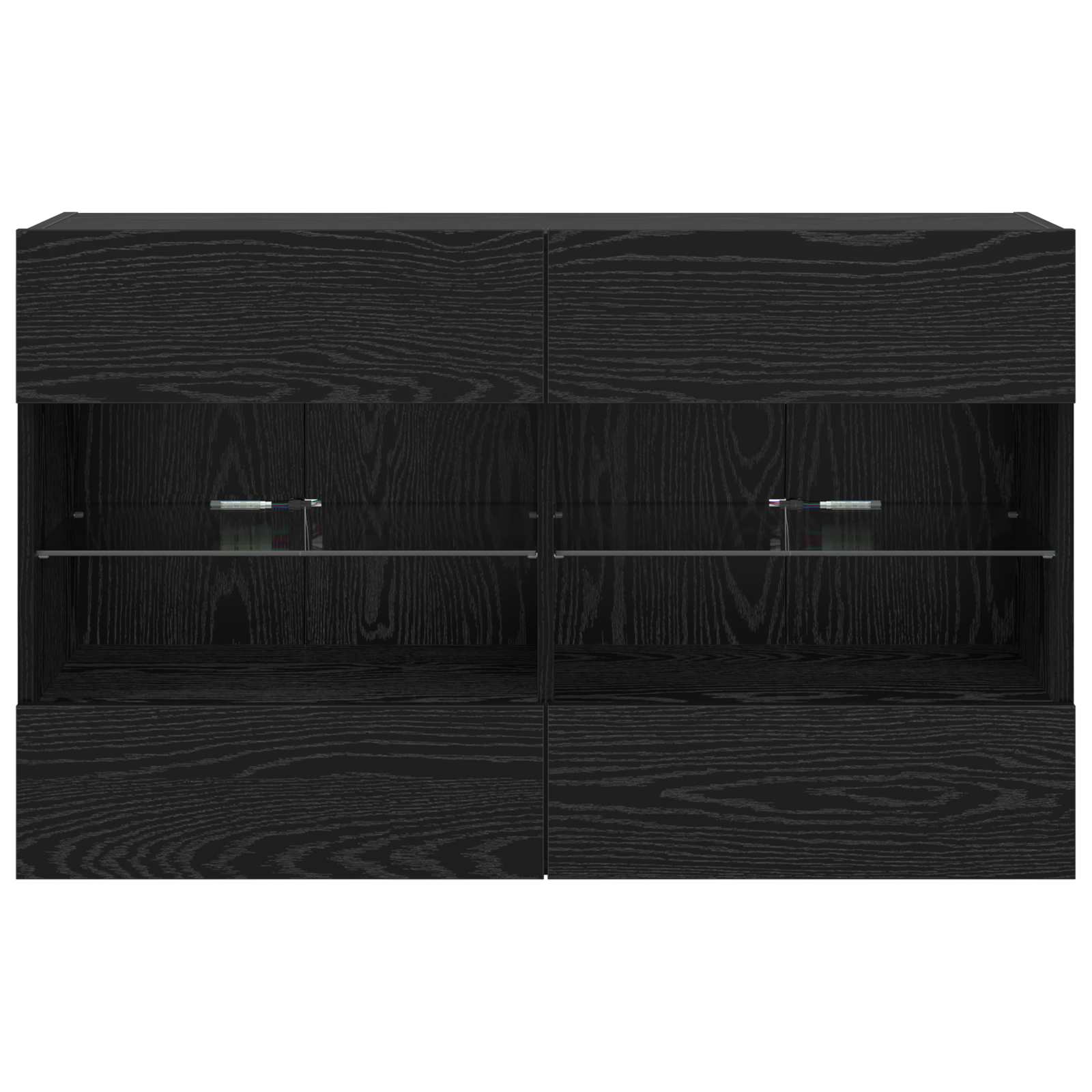 Mobile TV da parete con LED Rovere Nero 98,5 x 30 x 60,5 cm | homemem39
