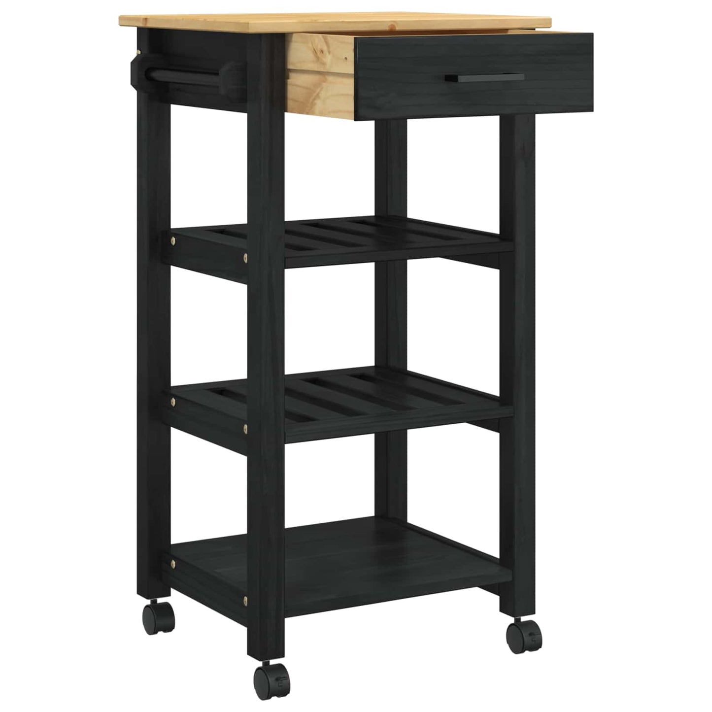Carrello da Cucina Nero 88,5 x 40 x 48 cm