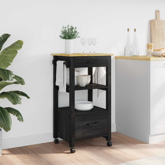 Carrello da Cucina Nero 88,5 x 40 x 48 cm