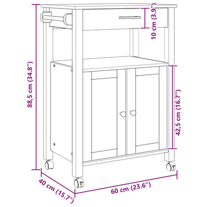 Carrello da Cucina Nero 88,5 x 40 x 60 cm