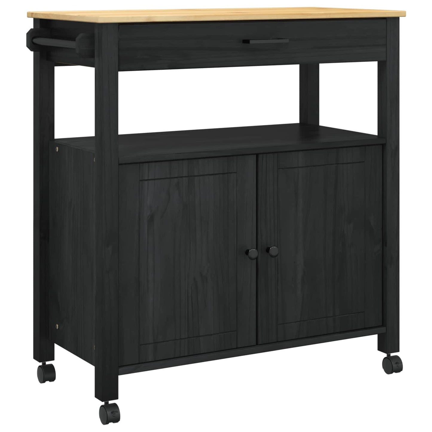 Carrello da Cucina Nero 88,5 x 40 x 48 cm