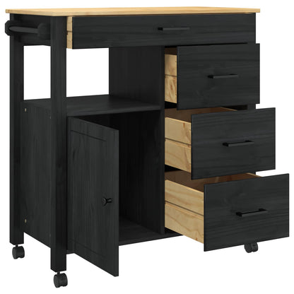 Carrello da Cucina Nero 88,5 x 40 x 84 cm