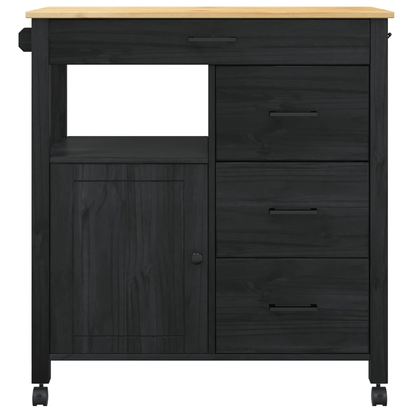 Carrello da Cucina Nero 88,5 x 40 x 84 cm