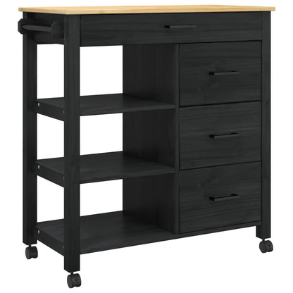 Carrello da Cucina Nero 88,5 x 40 x 84 cm