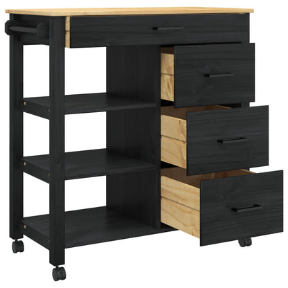 Carrello da Cucina Nero 88,5 x 40 x 84 cm