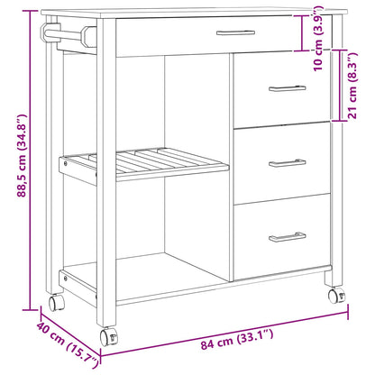 Carrello da Cucina Tinta unita Nero 84 x 40 x 88,5 cm