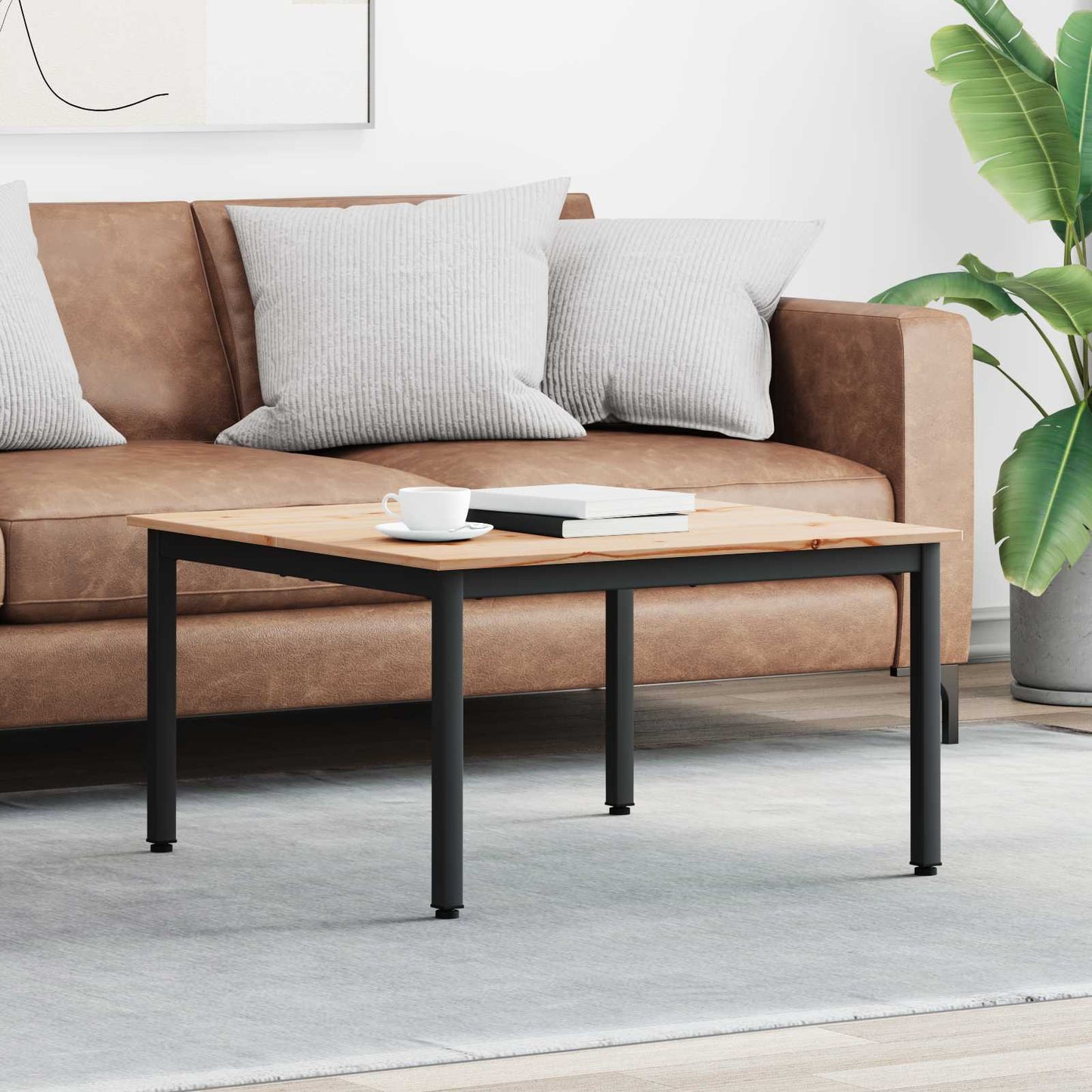 Tavolino da salotto Naturale 80 x 80 x 45 cm Pino massello