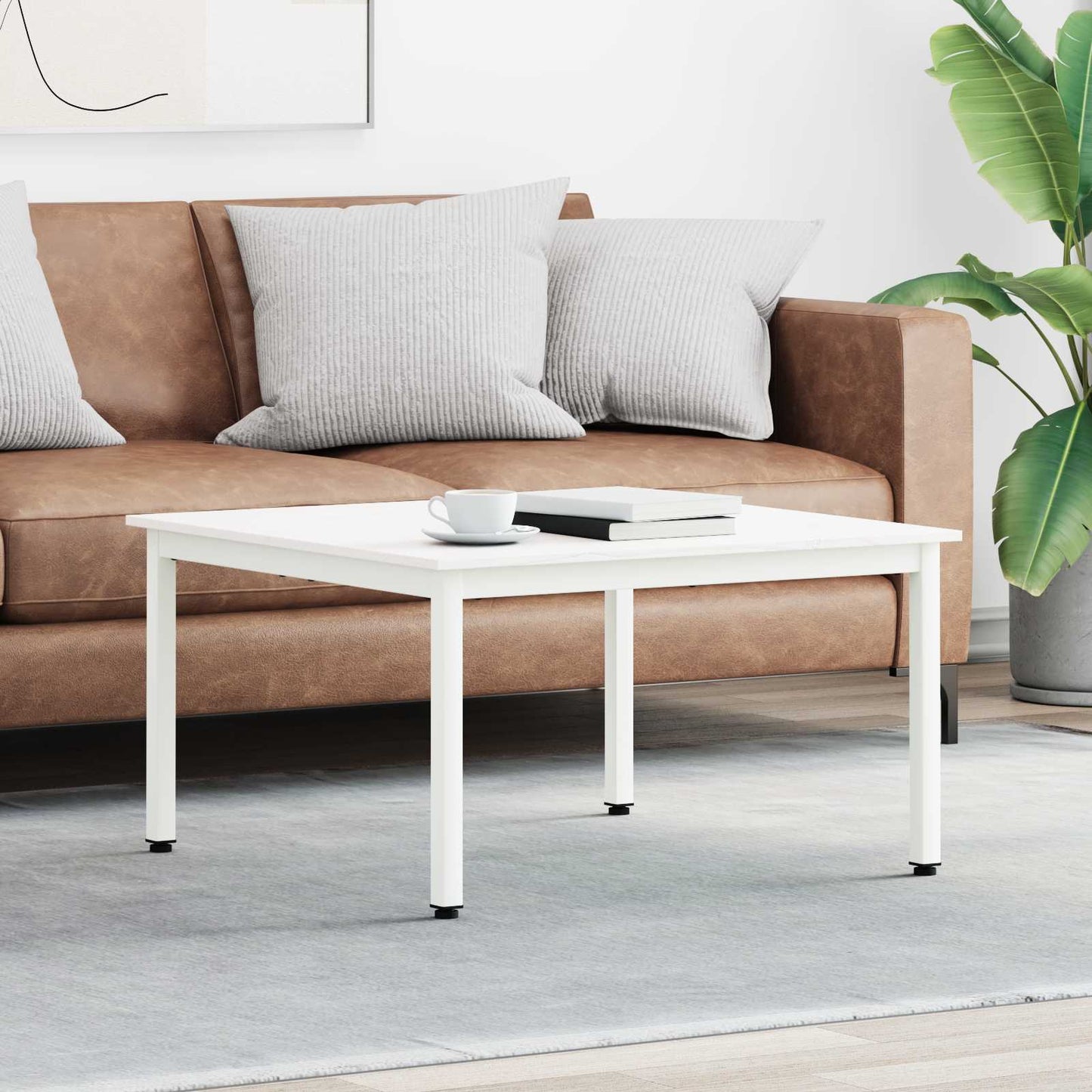 Tavolino da salotto Bianco 80 x 80 x 45 cm Pino massello