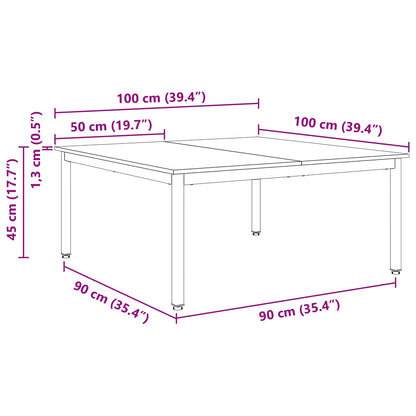 Tavolino da salotto Bianco 100 x 100 x 45 cm Pino massello