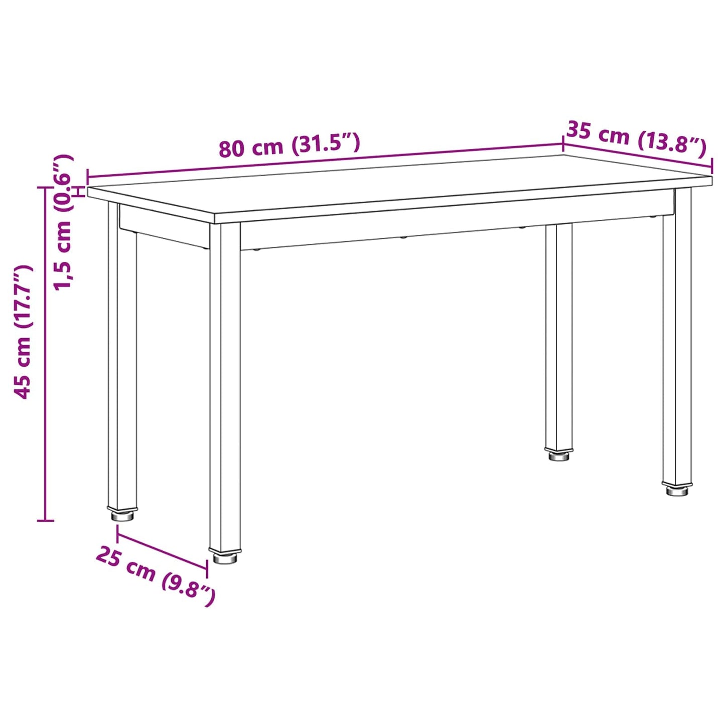 panchina Bianco 80 x 35 x 45 cm Pino massello