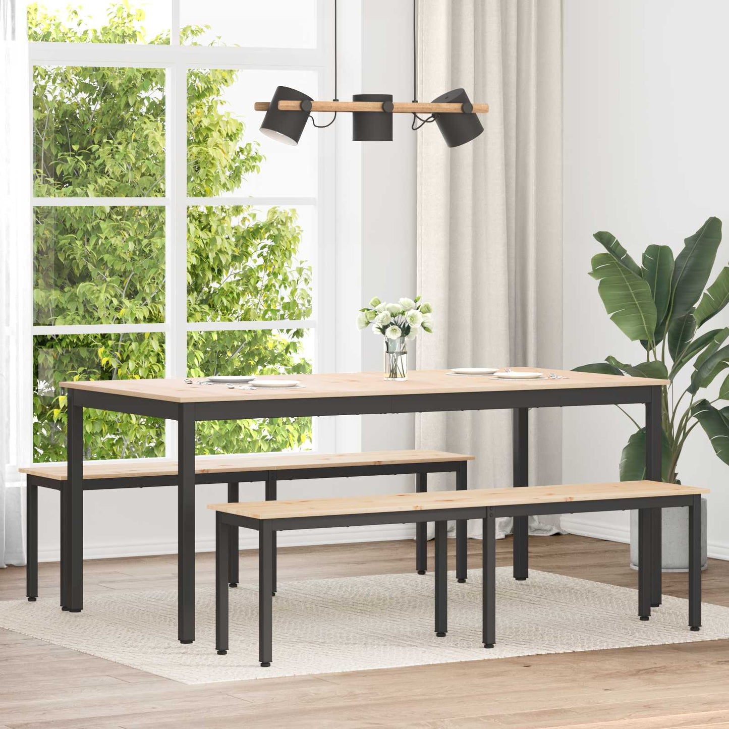 panchina Naturale 160 x 35 x 45 cm Pino massello