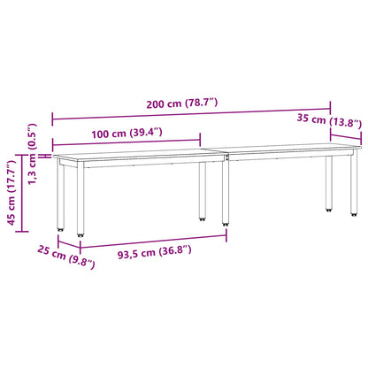 panchina Bianco 200 x 35 x 45 cm Pino massello