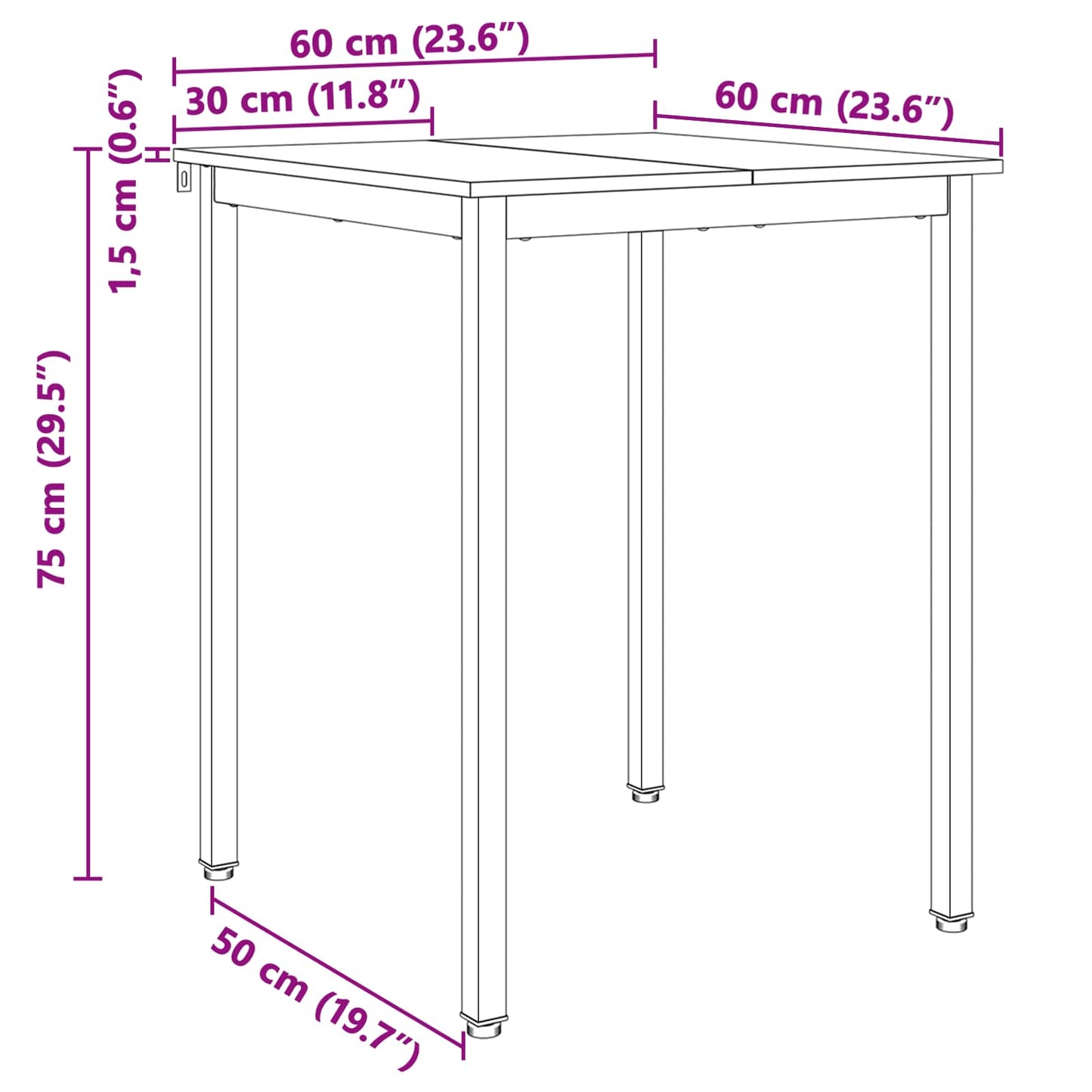 Tavolo da pranzo Bianco 60 x 60 x 75 cm Pino massello