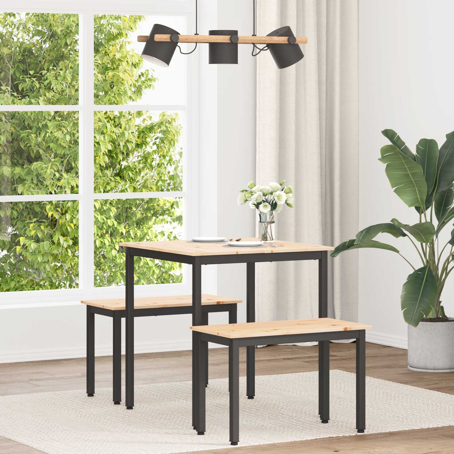 Tavolo da pranzo Naturale 70 x 70 x 75 cm Pino massello