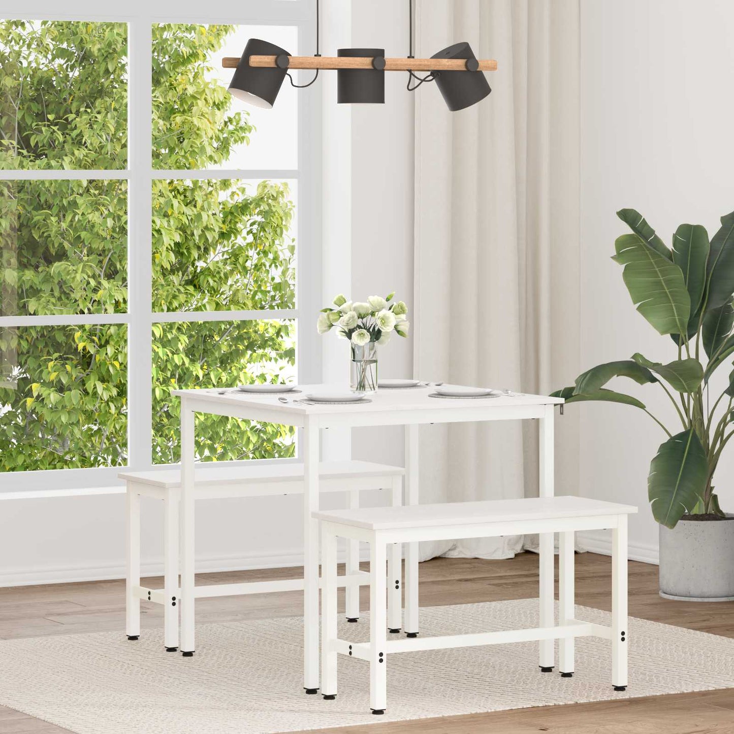 Tavolo da pranzo Bianco 80 x 80 x 75 cm Pino massello