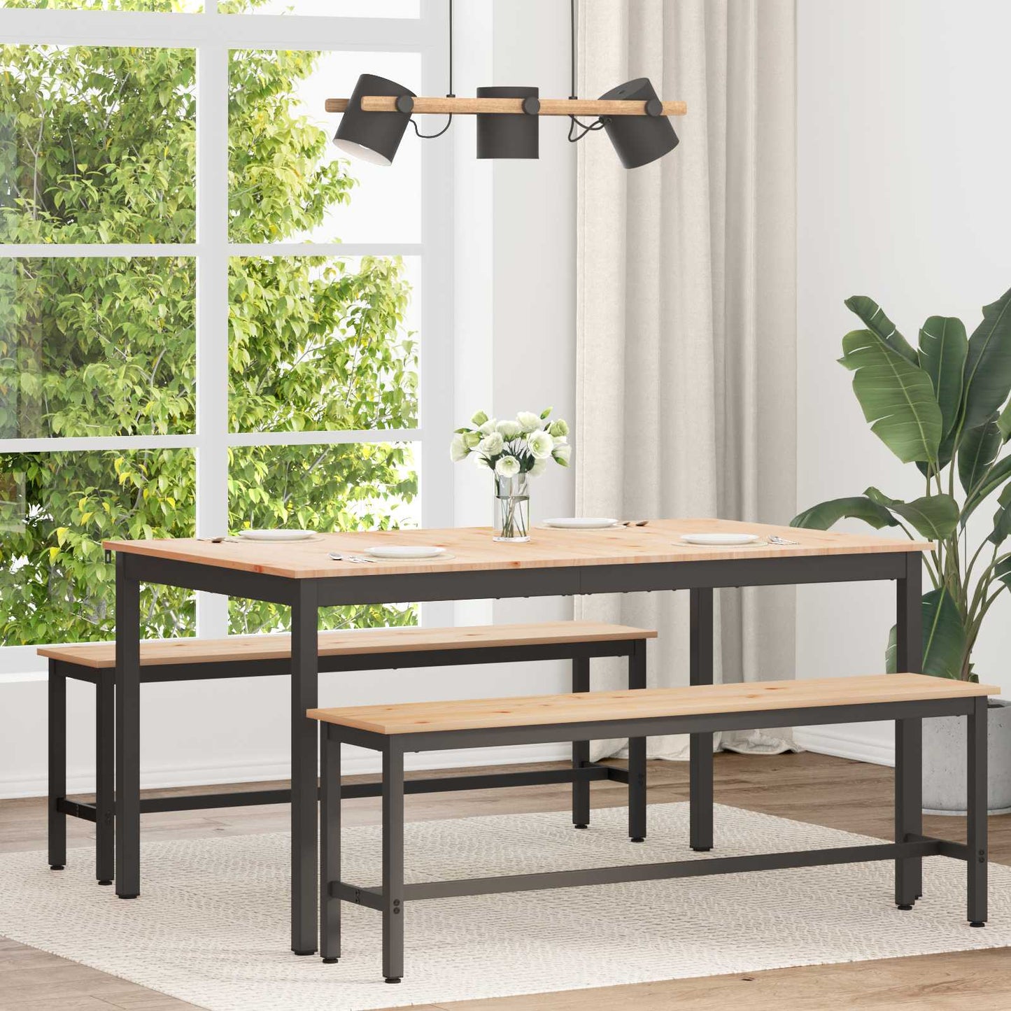 Tavolo da pranzo Naturale 150 x 90 x 75 cm Pino massello