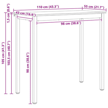 Tavolo da bar Bianco 110 x 55 x 105 cm Pino massello