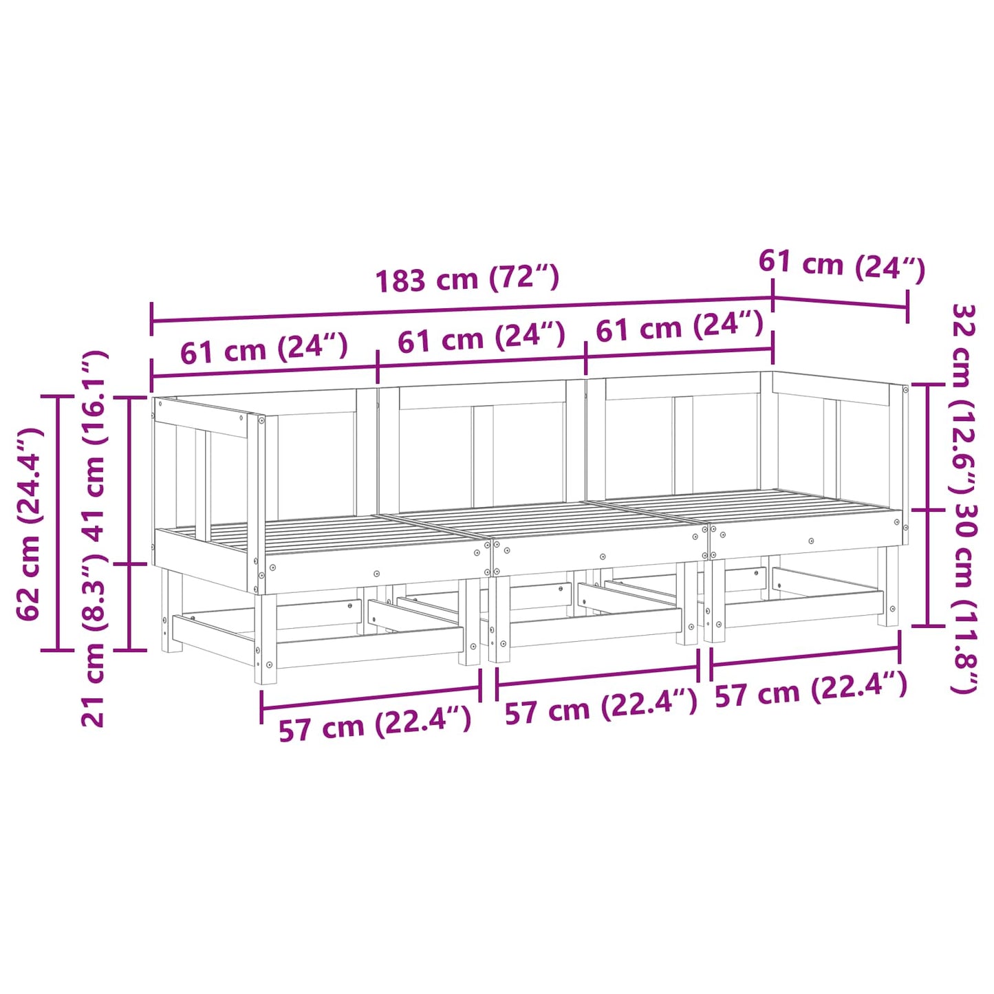 Unità Divano Sezionale Marrone Cera 183 x 61 x 62 cm | homemem39