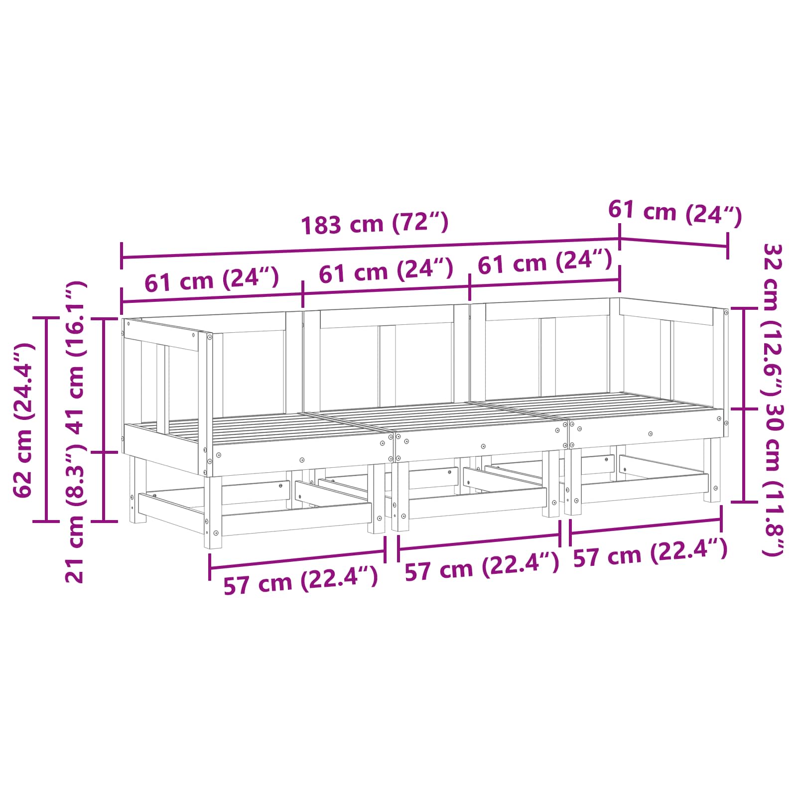 Unità Divano Sezionale Marrone Cera 183 x 61 x 62 cm | homemem39