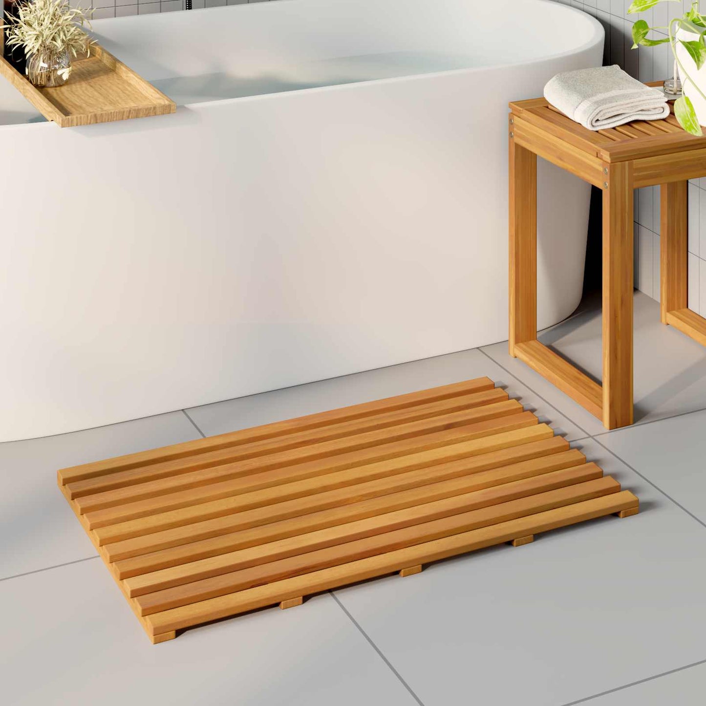 Tappeto da bagno Tinta unita Marrone 80 x 48 x 2,5 cm | homemem39