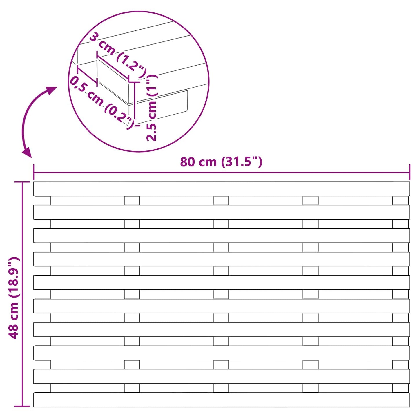 Tappeto da bagno Tinta unita Marrone 80 x 48 x 2,5 cm | homemem39