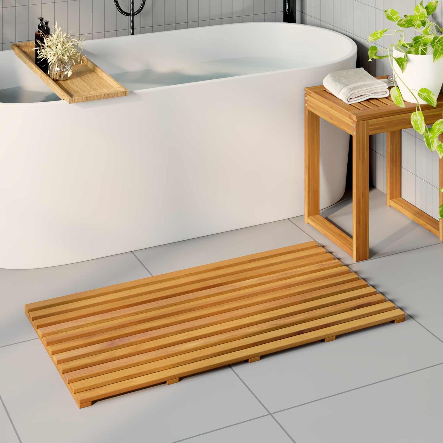 Tappeto da bagno Tinta unita Marrone 100 x 53 x 2,5 cm | homemem39
