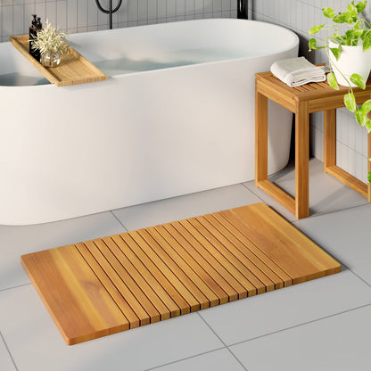 Tappeto da bagno Naturale 100 x 55 cm Legno di Acacia Massello